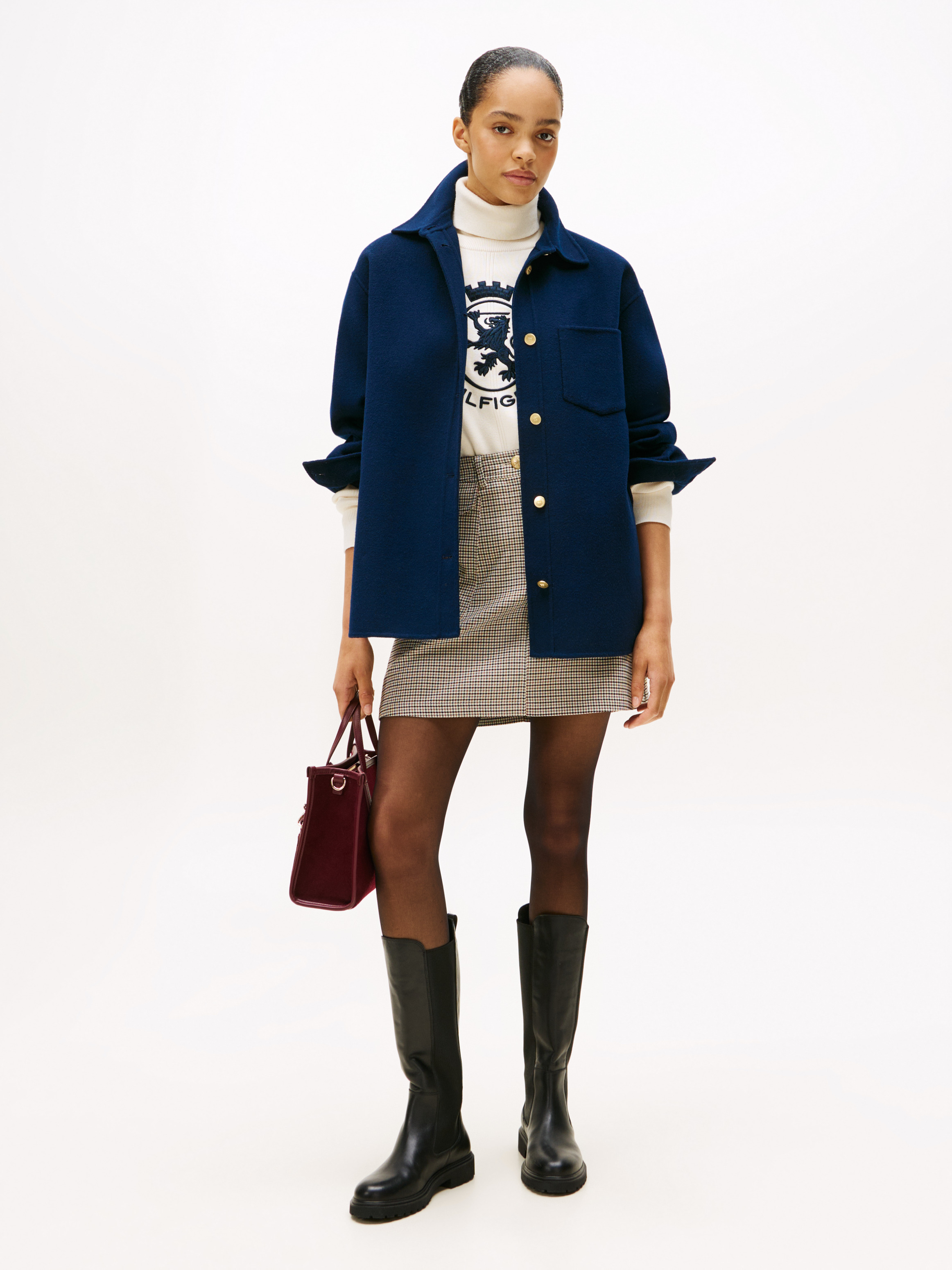 Fine Check Mini Skirt | brown | Tommy Hilfiger Singapore